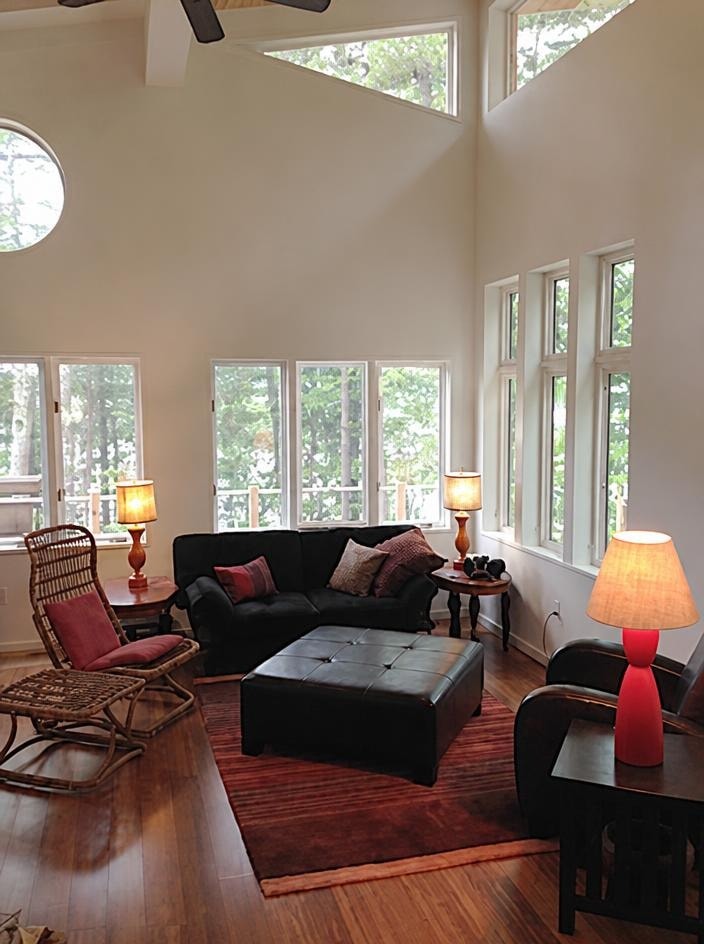 Interior — living room with lake views