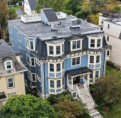 Aerial view — rooftop and bay windows
