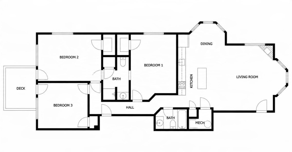 Floor plan — 3-bedroom unit