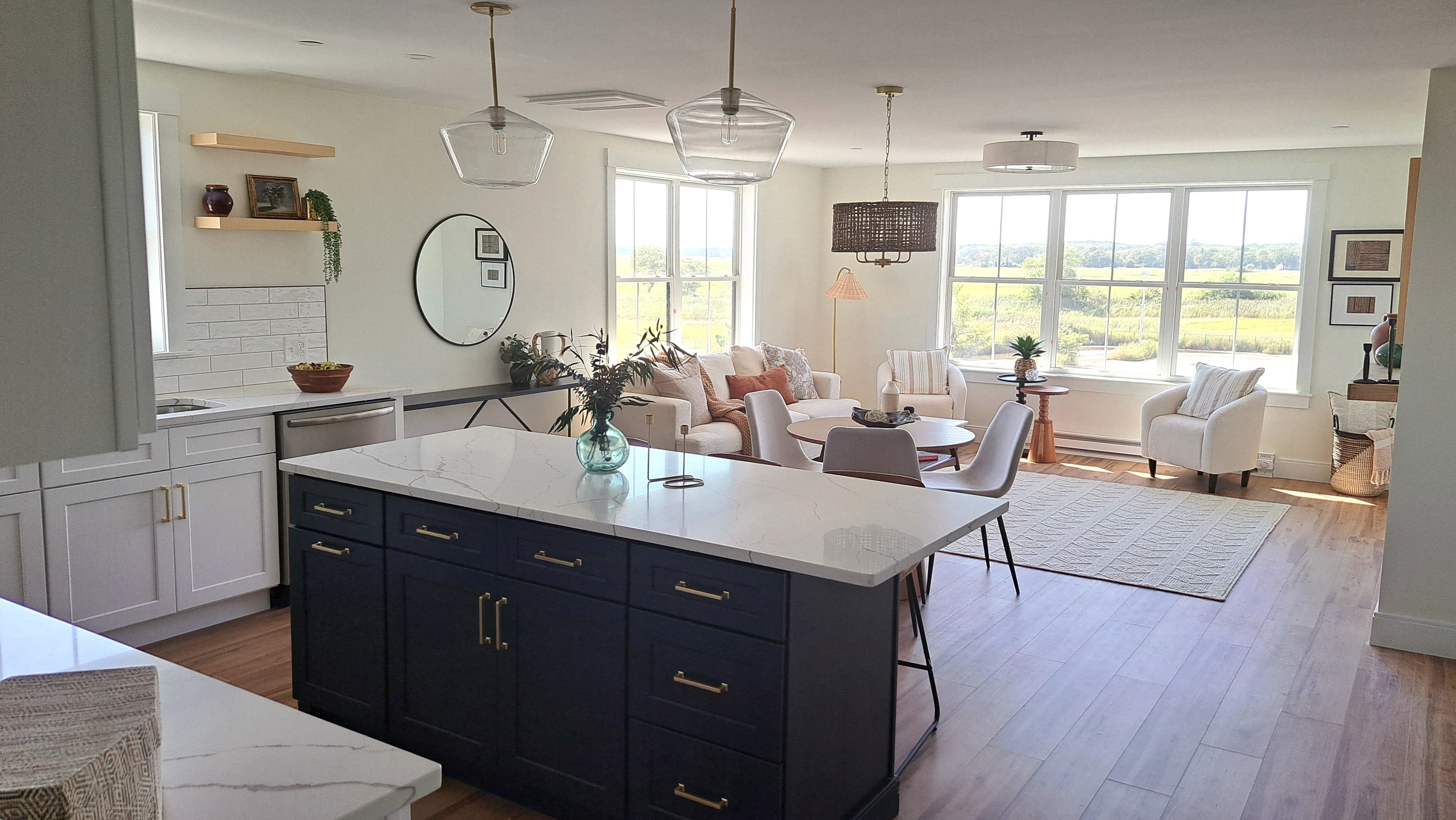 Open-concept kitchen and living area